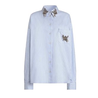 Dolce & Gabbana Gestreept poplin overhemd - Dames - Blouses & Shirts - Blauw - Maat: XS Katoen