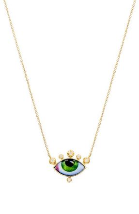 Lito Russe Petit Vert Diamond Pendant Necklace in Green at Nordstrom