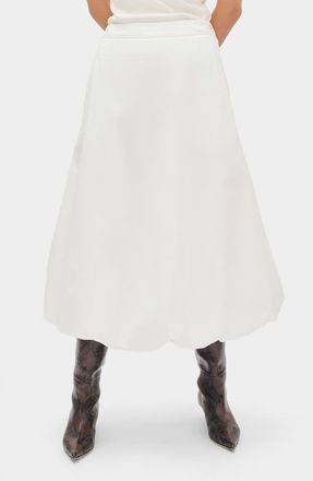 Aligne Nola Organic Cotton Bubble Midi Skirt in White at Nordstrom, Size 14