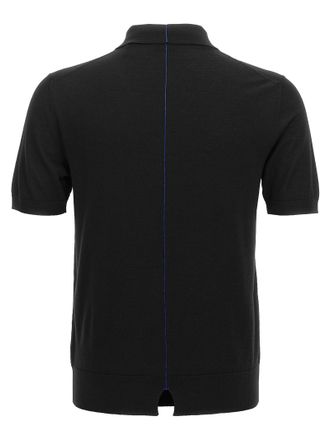 Burberry Mens Black Wool Polo Shirt