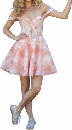 Nox Anabel Watercolor-Print Homecoming Dress In Orange Multi