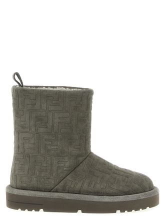 Fendi Gray Calfskin Ankle Womens Boots