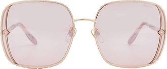 Chopard Pink Silver Mirror Square Ladies Sunglasses SCHG33S 2AMX 61