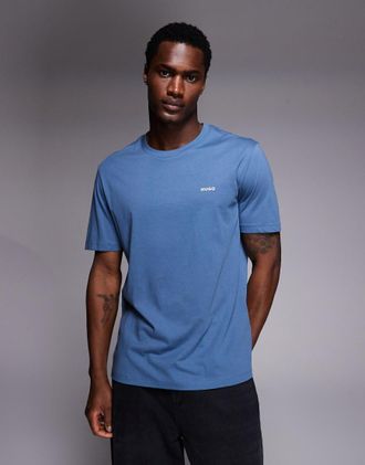 HUGO BOSS HUGO Red - Dero - T-shirt blu medio chiaro con logo tono su tono
