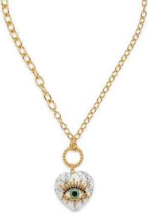 Kurt Geiger Evil Eye Heart Pendant Necklace in White at Nordstrom Rack