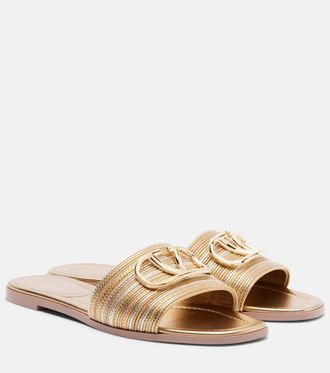 Valentino Garavani VLogo embroidered leather slides