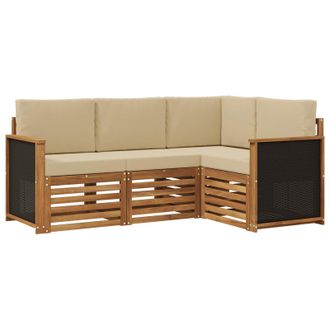 vidaXL Juegos De Sof&aacute;s Con Coj&iacute;n 4 Pcs Madera De Acacia S&oacute;lida Vidaxl