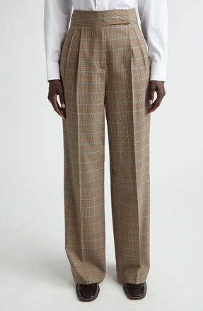 Etro Plaid Stretch Wool Trousers in Beige Multi at Nordstrom, Size 40
