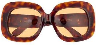 Valentino 50mm Polarized Square Sunglasses in Havana Havana Orange at Nordstrom Rack