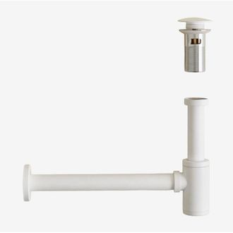 Sklum Set sifone lavello Bibur in acciaio inox e valvola di scarico per lavello tipo Click-Clack Orveta SKLUM
