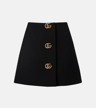 Gucci Minifalda de crep&eacute; de lana con GG