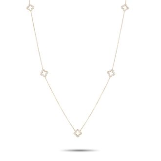 Luxury Bazaar 14K Yellow Gold 1.0ct Diamond Quatrefoil Station Necklace NK01759-Y