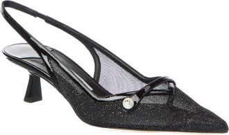 Jimmy Choo London Amita 45 Glitter Mesh & Patent Slingback Pump