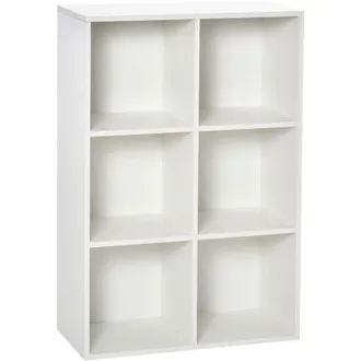HOMCOM Homcom - Estanter&iacute;a para Libros Estantes de Madera de 3 Niveles con 6 Cubos de Almacenaje para Sala de Estar Dormitorio Oficina 65,5x30x97,5 cm