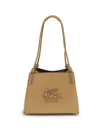Etro Womens Shopping Bag Libra Calf Suede Brown Shoulder