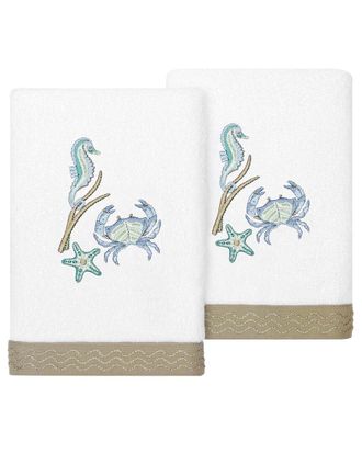 Linum Home Textiles Turkish Cotton Aaron 2pc Embellished Hand Towel Set