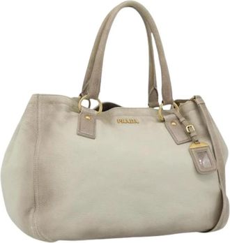 Prada Pre-owned Vintage Tote - Dames - Vintage Handtas - Beige - ONE Size - Leer - Vintage