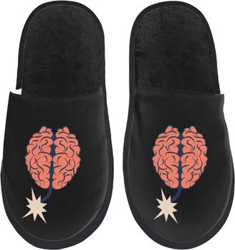 Generic Non-Slip House Slipper Brains With Exploding Fuses Cotton Slipper Cosy Winter Slippers for Ladies Travel Hotels L