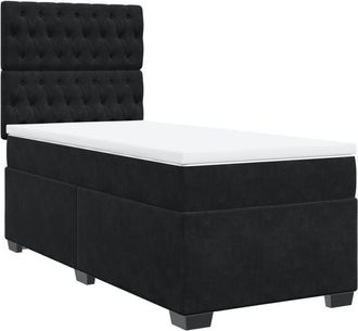 vidaXL Cama Box Spring Con Colch&oacute;n Terciopelo Negro 100x200 Cm Vidaxl