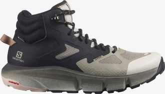 Salomon Womens Predict Mid Gtx Hiking Shoes In Vintage Khaki/black/mochamousse