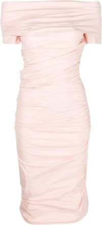 Philosophy di Lorenzo Serafini Ruched Midi Jurk - Dames - Feestkleedjes - Roze - XS - Kleedjes
