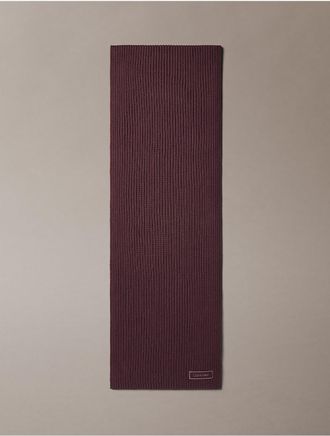 Calvin Klein Womens Logo Patch Rib Scarf - Purple