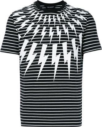 Neil Barrett striped lightning bolt T-shirt - men - Cotton - S - Black