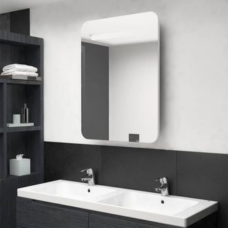 Berkfield Home LED Bathroom Mirror Cabinet Shining White 60x11x80 cm | Size: 60 x 11 x 80 cm