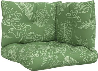 vidaXL Cojines Para Palets 3 Unidades Tela Oxford Estampado De Hojas Vidaxl