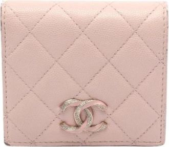 Chanel Pre-owned Matelasse Grained Calf Small Wallet - Dames - Vintage Accessoires - Roze - ONE Size - Leer - Vintage