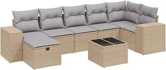 vidaXL Juego De Sof&aacute;s Jard&iacute;n Con Cojines Beige Mezcla 8 Pzas Rat&aacute;n Pe Vidaxl