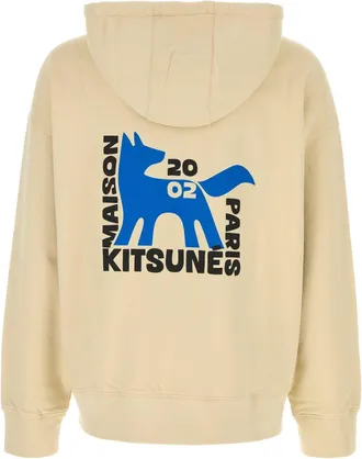 Maison Kitsun&eacute; Mens Oversize Hoodie Beige Cotton Sweater