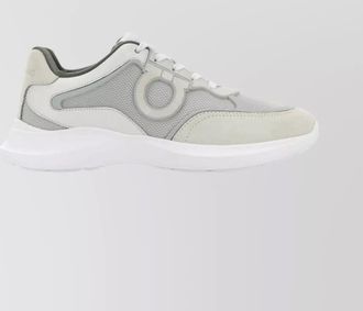 Ferragamo bay man sneakers with leather and mesh