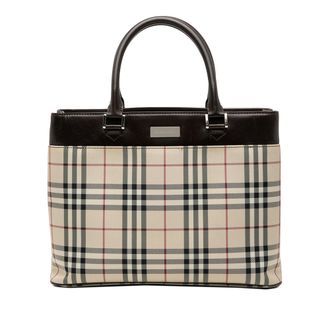 Burberry Tweedehands Huis Check Canvas Tote
