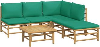 vidaXL Vidaxl - Set De Muebles De Jard&iacute;n 6 Piezas Bamb&uacute; Con Cojines Verde