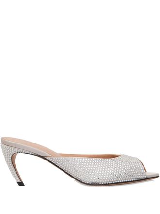 The Attico 65mm crystal-embellished sandals - women - Fabric/Fabric/glass/Calf Leather/Calf Leather/Rubber - 36 - Silver