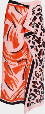 Essentiel Juanita Printed Draped Midi Skirt