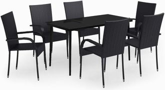 vidaXL Juego De Comedor Para Jard&iacute;n 7 Piezas Negro Vidaxl