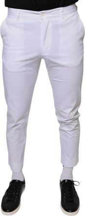Dolce & Gabbana White Cotton Skinny Dress Mens Pants (Pre-Owned)