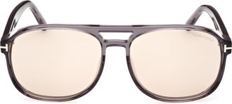 Tom Ford Translucent Grey Acetate Aviator Sunglasses With Metallic Detail