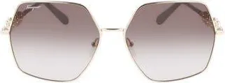 Ferragamo Gancini 61mm Gradient Rectangular Sunglasses in Gold/black at Nordstrom Rack
