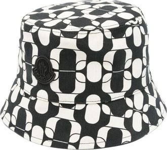 Moncler Cappello bucket con stampa - Nero
