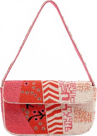 America & Beyond Womens Tiger Lily Beaded Shoulder Bag In Geometric