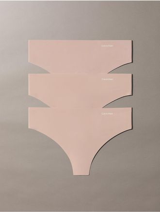 Calvin Klein Womens Invisibles 3-Pack Thong - Brown - XL