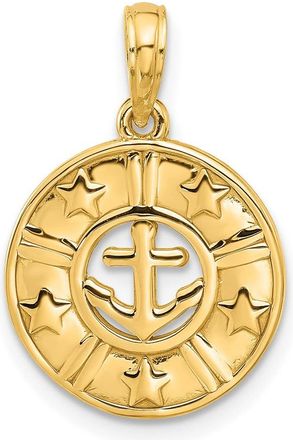 Diamond2Deal 14k Yellow Gold Polished Anchor and Stars Charm Pendant