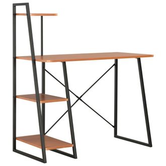 Berkfield Home Desk with Shelving Unit Black & Brown 102x50x117 cm | Size: 102 x 50 x 117 cm