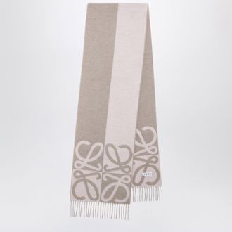 Loewe Sciarpa jacquard Anagram in lana e cashmere rosa / beige