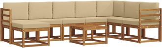 vidaXL Conjunto De Sof&aacute;s De Exterior 9 Uds. Natural Y Beige Vidaxl