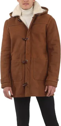 Gorski Mens Genuine Shearling Parka in Cognac Pattern/white at Nordstrom, Size X-Large