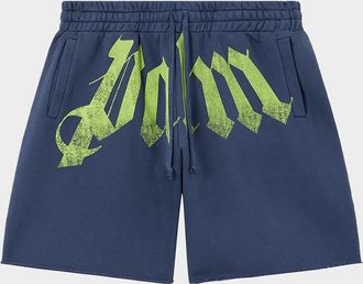 Palm Angels Men & apos;s Big Waist Logo Cotton Drawstring Sweatshorts